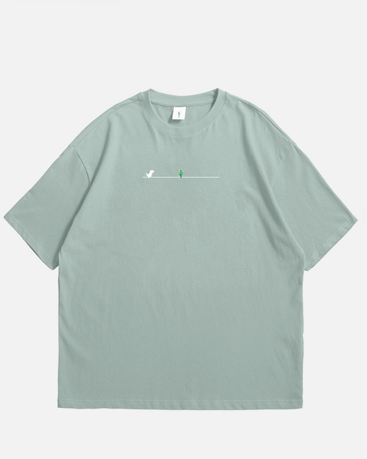 Camiseta Oversized Verde Dinosaurio