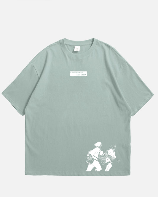 Camiseta Oversized Verde Obito&Rin
