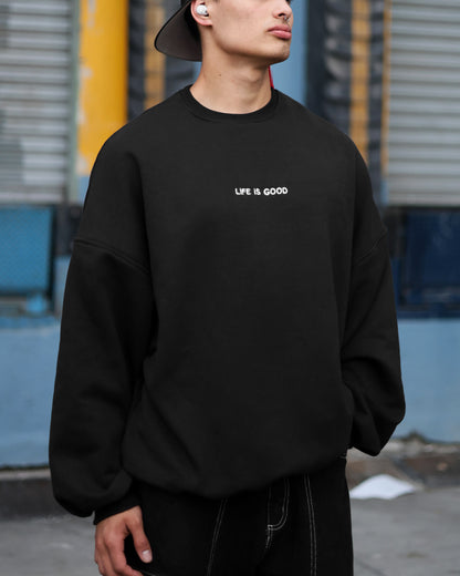 Baggy Sweater Negro Con Frase