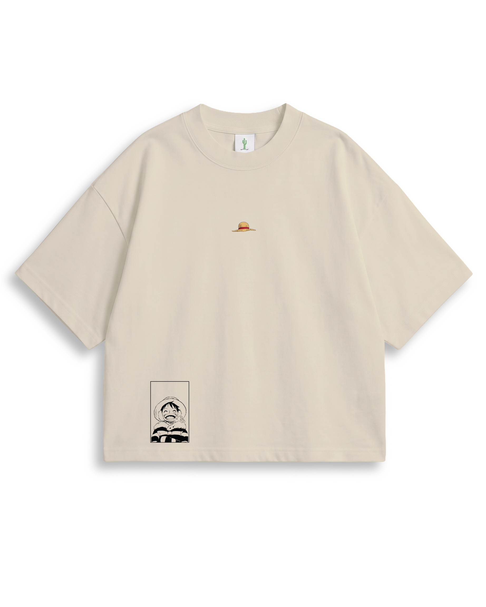 Camiseta Oversized One Piece Luffy Marfil/Nude