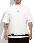 Camiseta Oversized Blanca/marfil Fire Force