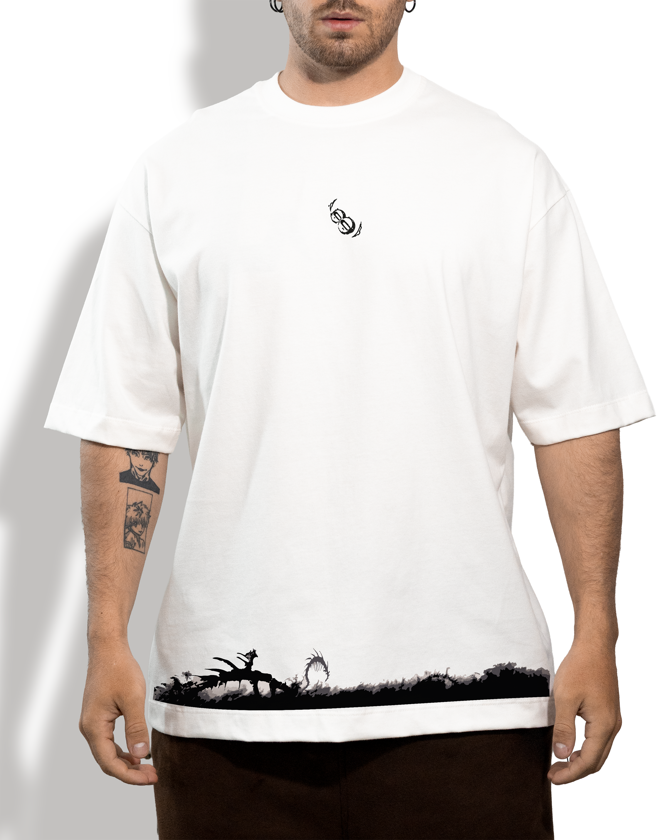 Camiseta Oversized Blanca/marfil Fire Force