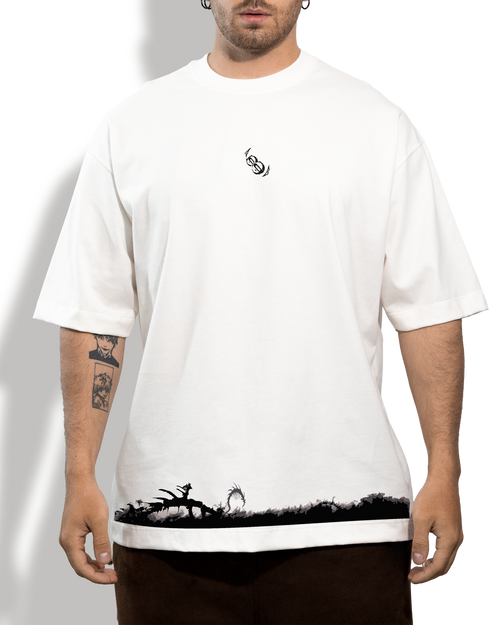 Camiseta Oversized Blanca/marfil Fire Force