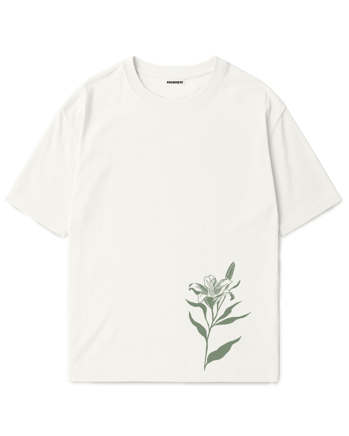 Camiseta Oversized Blanca/marfil Green Flower