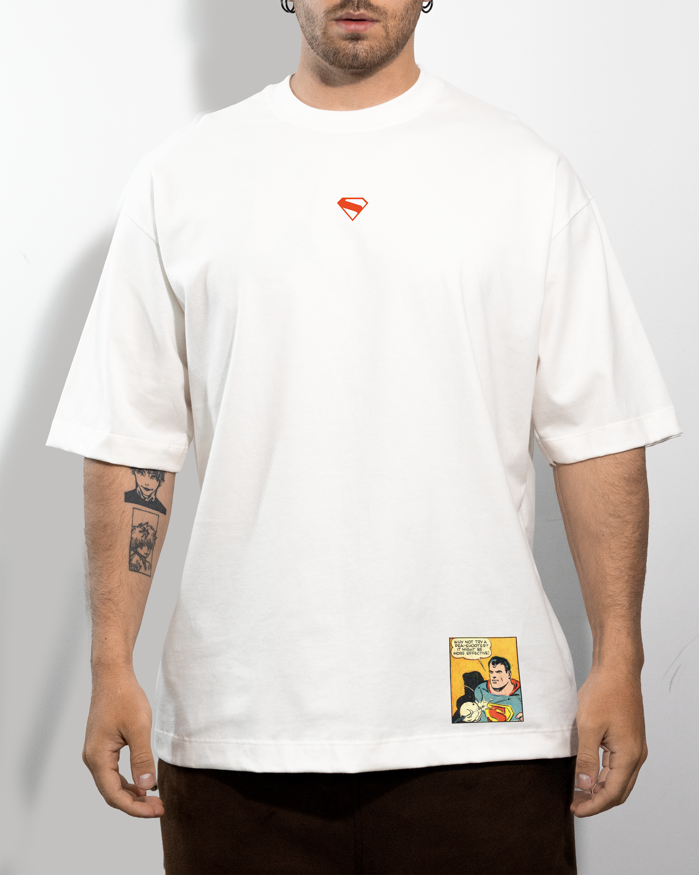 Camiseta Oversized Blanca/marfil Superman