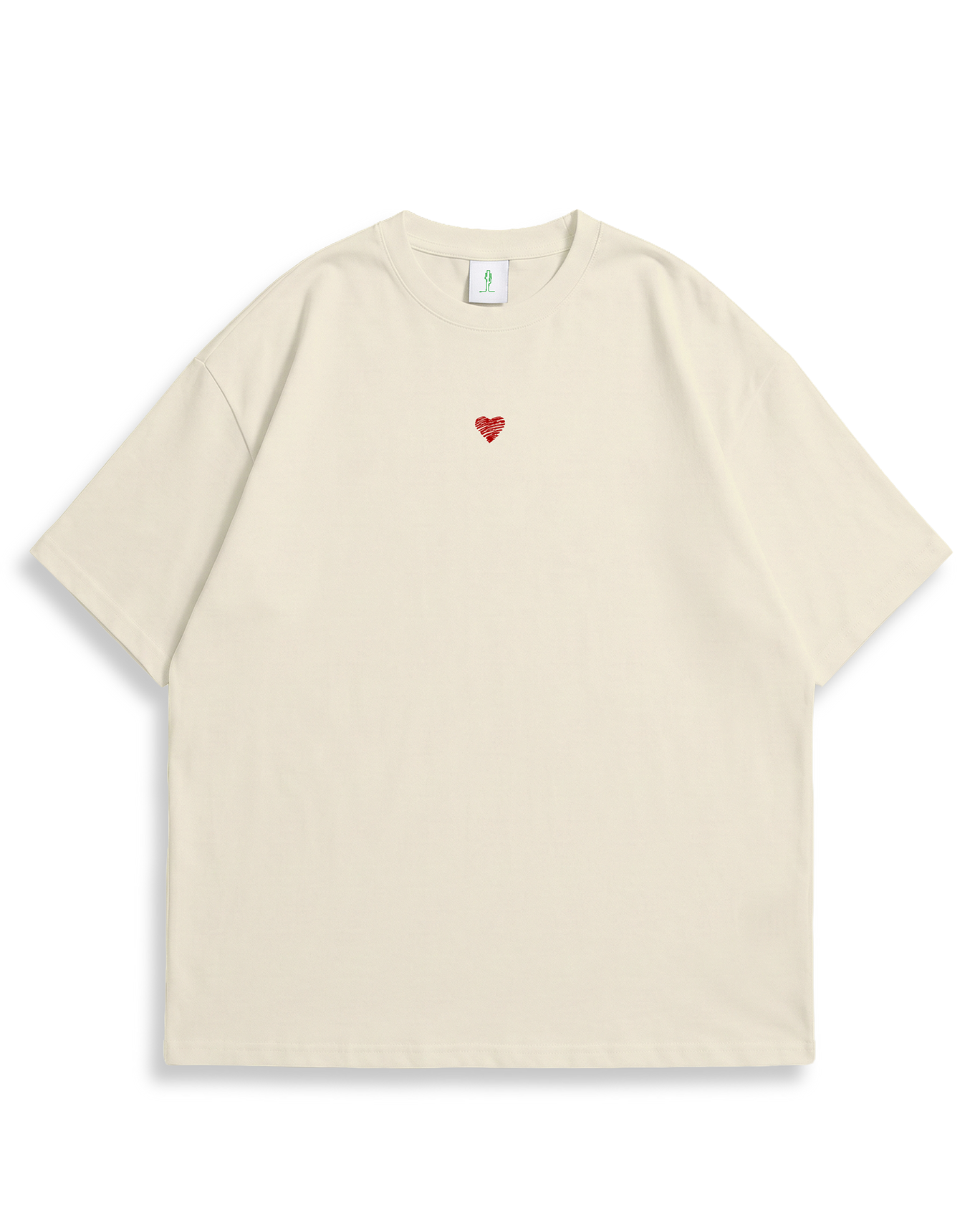 Camiseta Oversized Crema Corazon