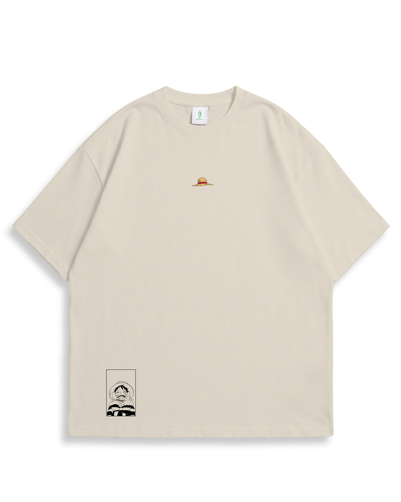 Camiseta Oversized One Piece Luffy Marfil/Nude