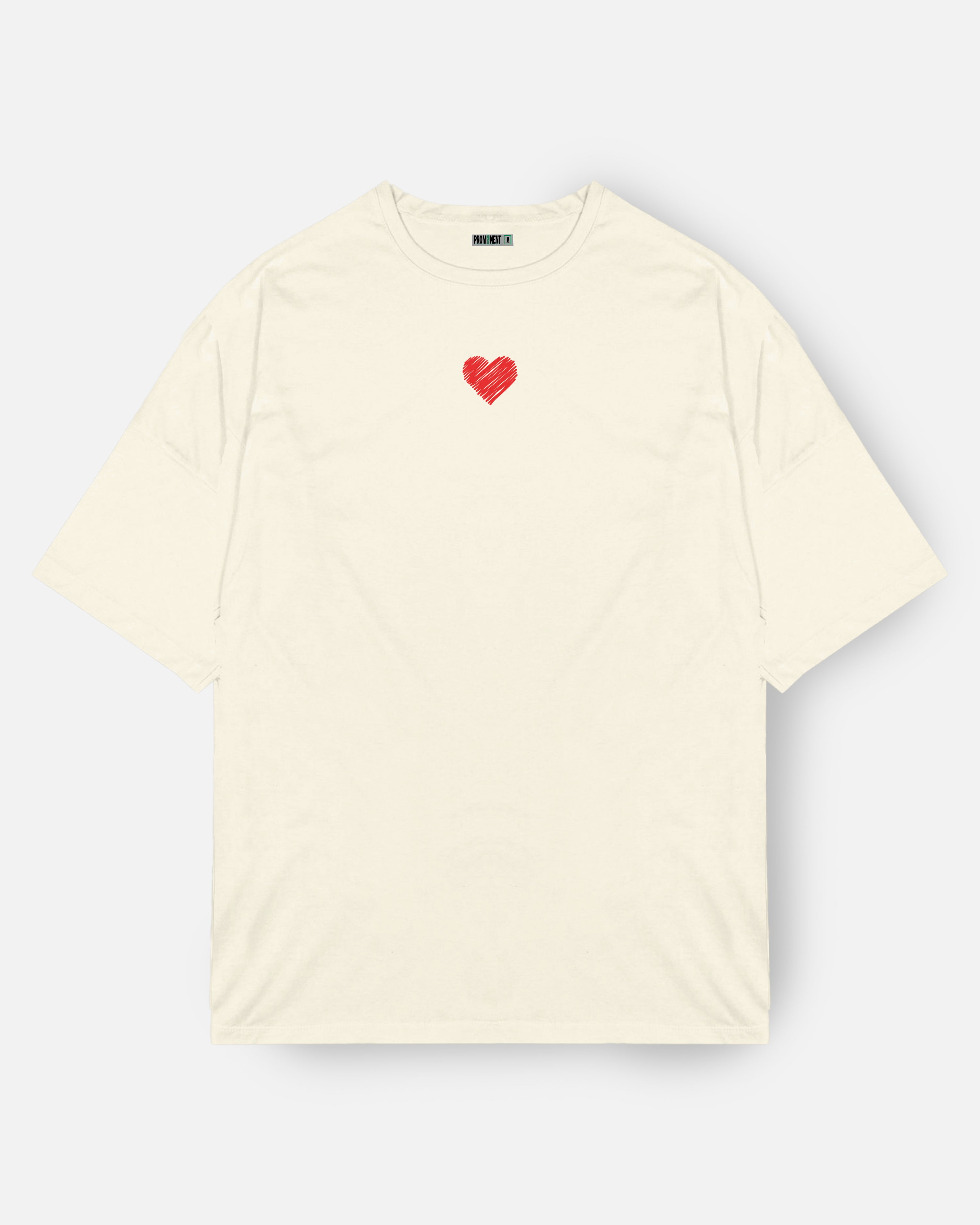 Camiseta Oversized Crema Corazon