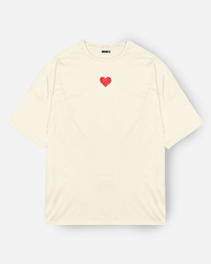 Camiseta oversized Crema Corazon