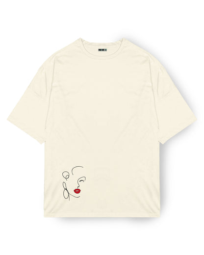 Camiseta oversized Crema lips