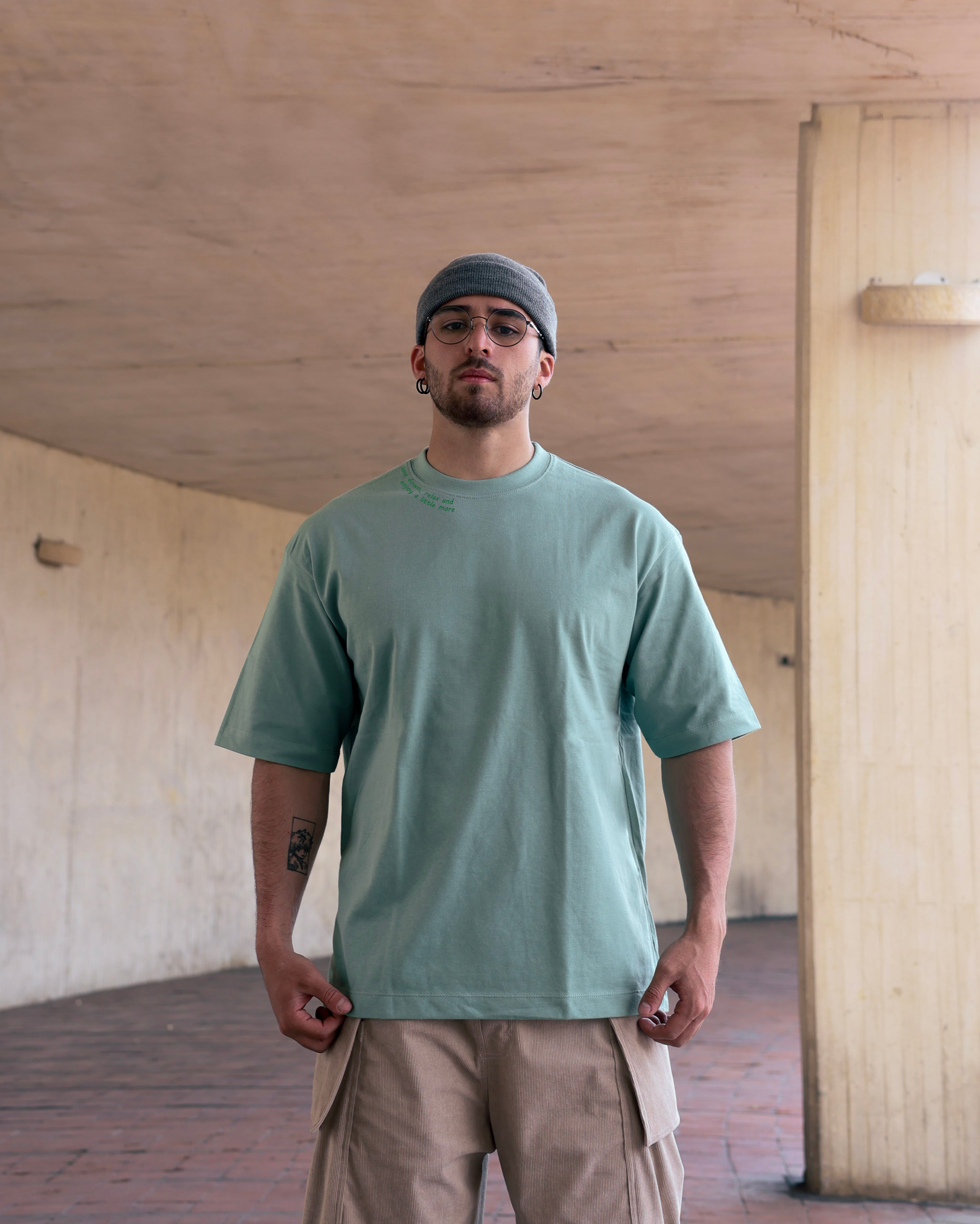 Camiseta Oversized Verde Frase