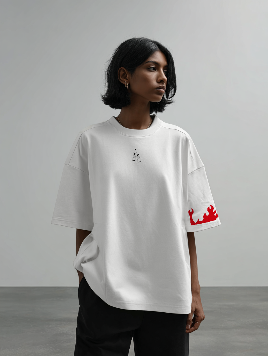 Camiseta Oversized Blanca Kimetsu No Yaiba Tanjiro