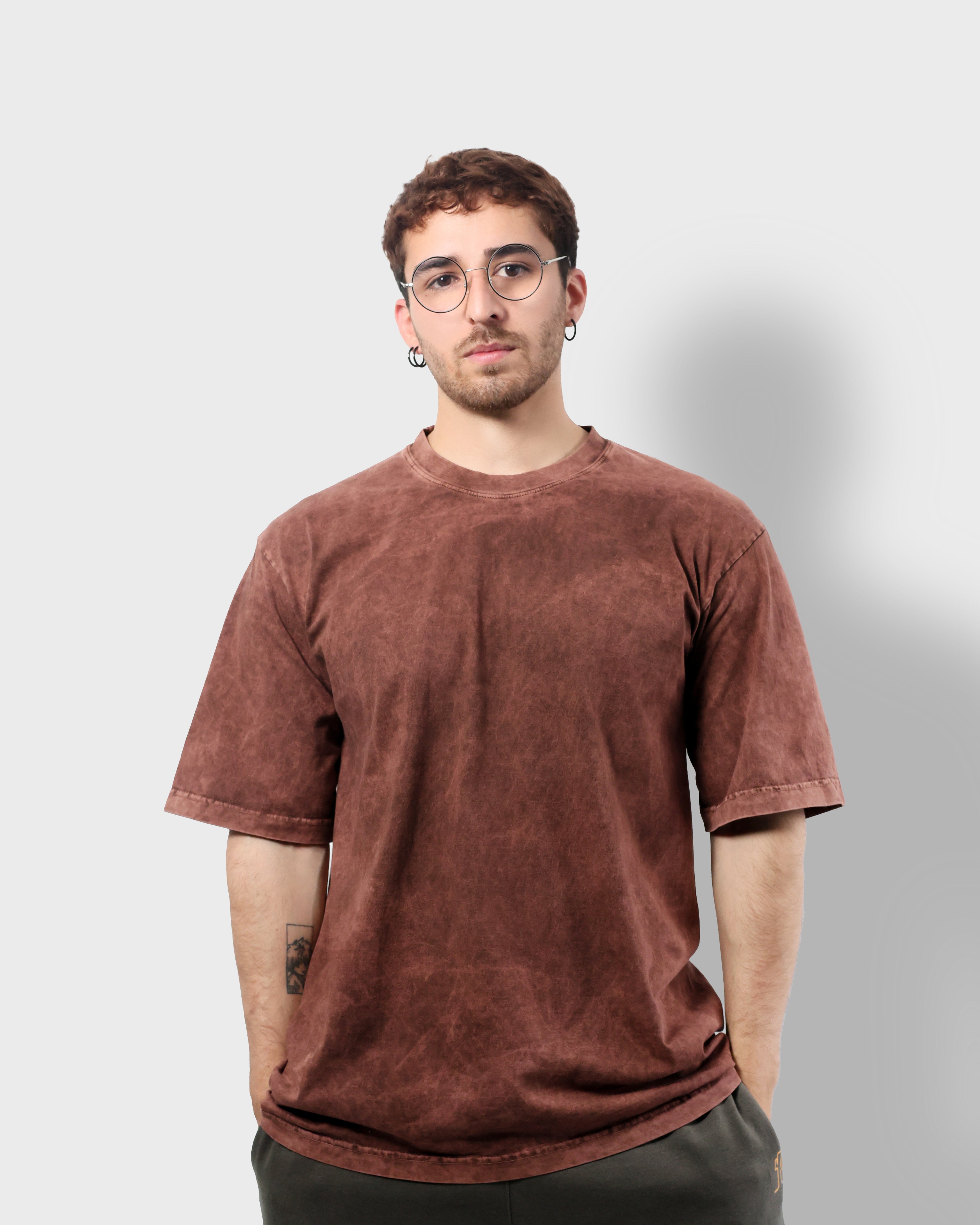 Camiseta Oversized Brown Acid Washed